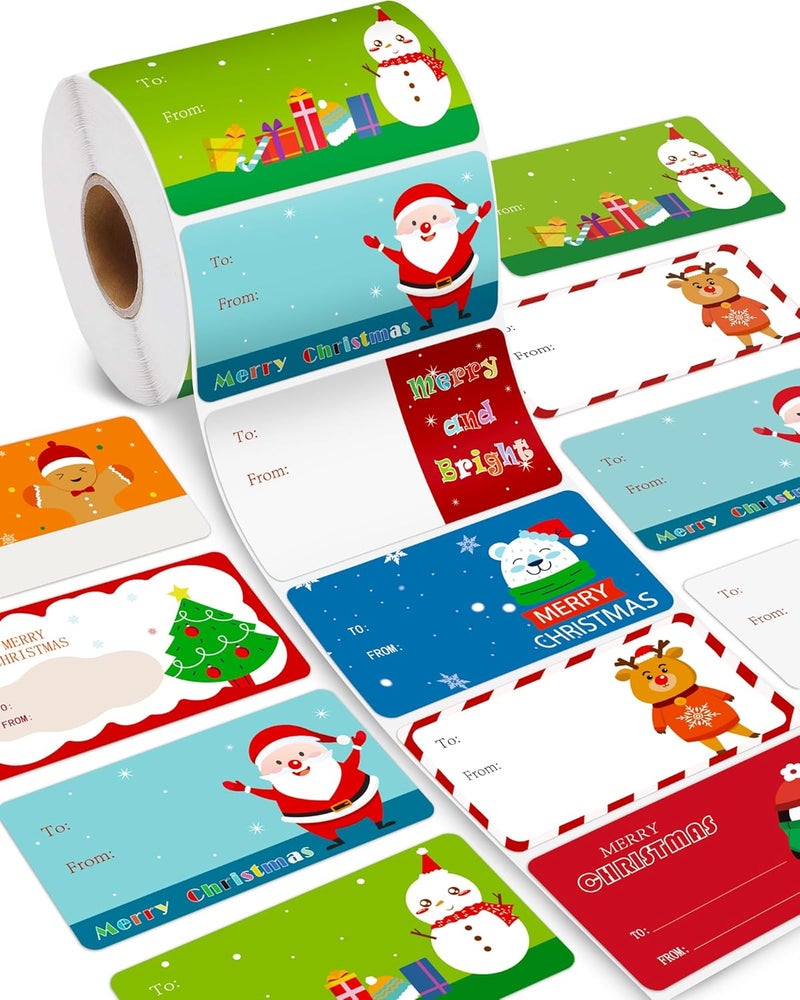 Greingways 500 Christmas Name Tags - Self Adhesive Labels for Gifts, Bags, Boxes, Wrapping Paper Tags - 2.24 x 1.41 inches - Image 1